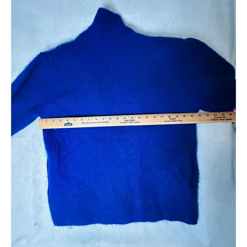 Pascali Mohair Blend Cardigan Electric Blue‎ Single Button Vintage Sweater Large - Picture 10 of 10